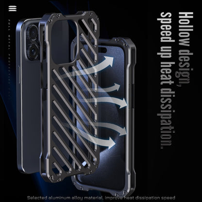 For iPhone 16 Plus R-JUST RJ-50 Hollow Breathable Armor Metal Phone Case(Space Grey) - iPhone 16 Plus Cases by R-JUST | Online Shopping UK | buy2fix