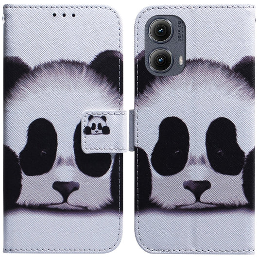 For Motorola Edge 2024 Coloured Drawing Flip Leather Phone Case(Panda) - Motorola Cases by buy2fix | Online Shopping UK | buy2fix