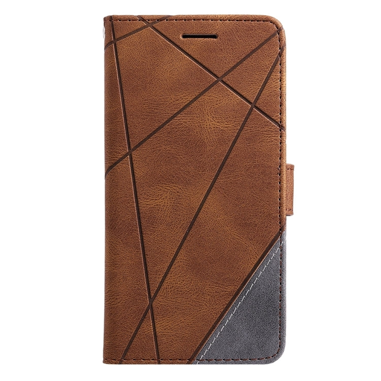 For iPhone 16 Skin Feel Splicing Leather Phone Case(Brown) - iPhone 16 Cases by buy2fix | Online Shopping UK | buy2fix