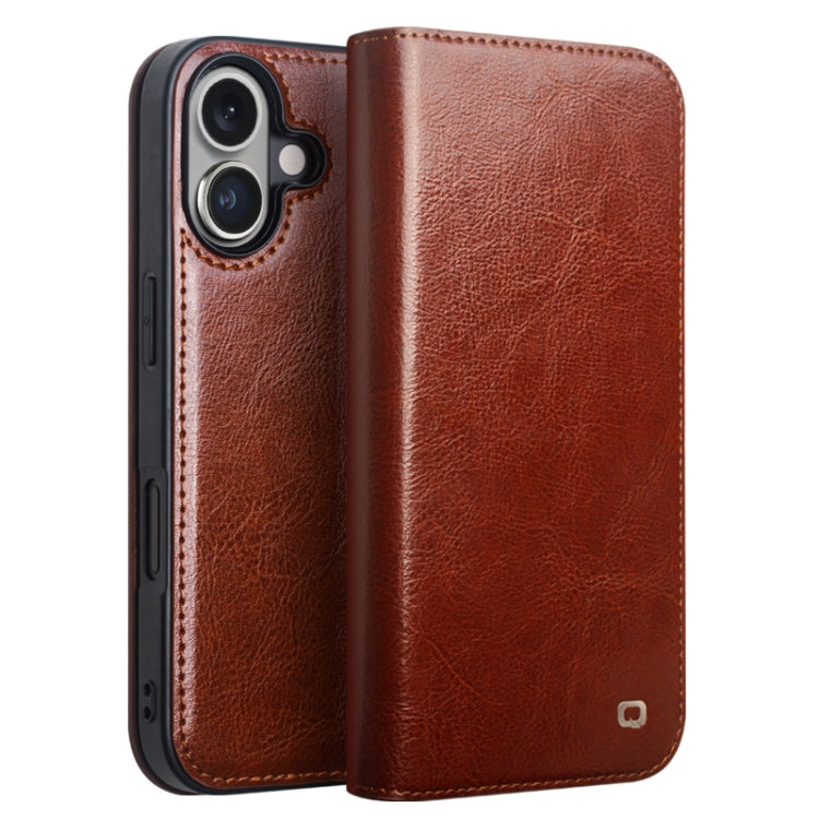 For iPhone 16 Plus QIALINO Classic Genuine Leather Phone Case(Brown) - iPhone 16 Plus Cases by QIALINO | Online Shopping UK | buy2fix