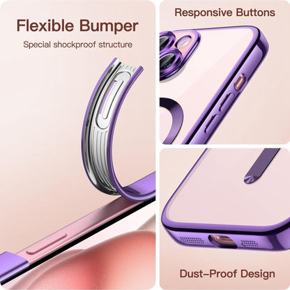 For iPhone 14 Magsafe Magnetic Transparent Electroplated TPU Phone Case(Purple) - iPhone 14 Cases by buy2fix | Online Shopping UK | buy2fix