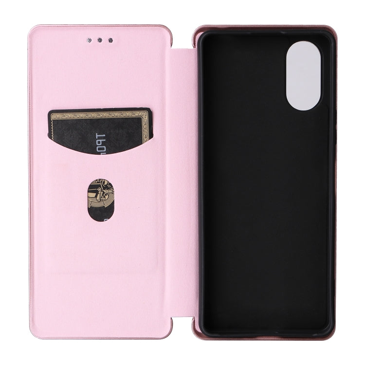 For Sony Xperia 10 VI 2024 Carbon Fiber Texture Flip Leather Phone Case(Pink) - Sony Cases by buy2fix | Online Shopping UK | buy2fix