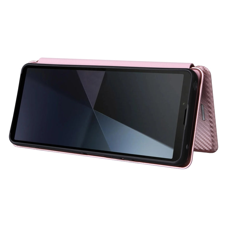 For Sony Xperia 10 VI 2024 Carbon Fiber Texture Flip Leather Phone Case(Pink) - Sony Cases by buy2fix | Online Shopping UK | buy2fix