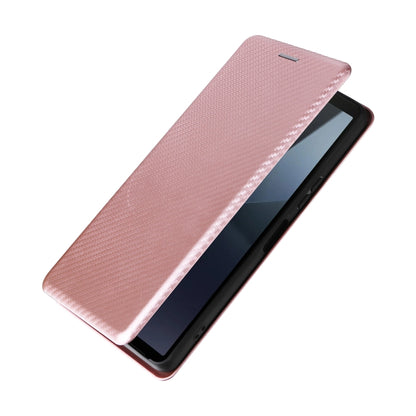 For Sony Xperia 10 VI 2024 Carbon Fiber Texture Flip Leather Phone Case(Pink) - Sony Cases by buy2fix | Online Shopping UK | buy2fix