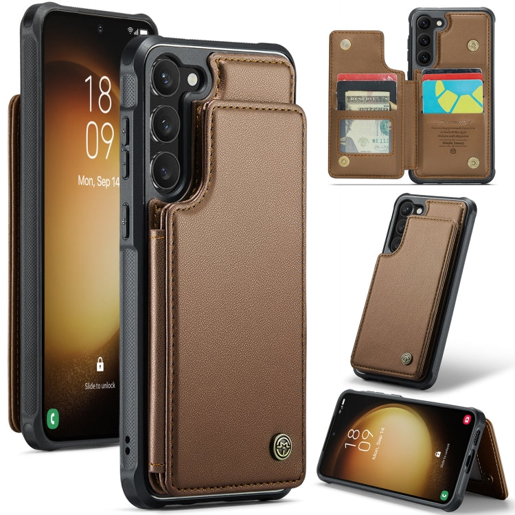 For Samsung Galaxy S23+ 5G CaseMe C22 Card Slots Holder RFID Anti-theft Phone Case(Brown) - Galaxy S23+ 5G Cases by CaseMe | Online Shopping UK | buy2fix