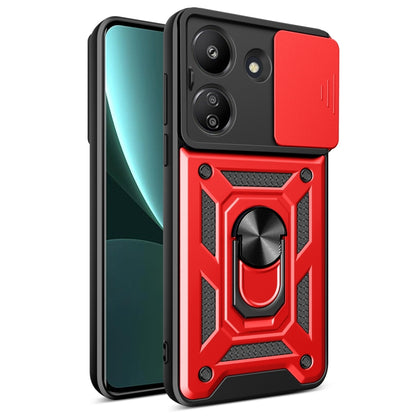 For Xiaomi Redmi 13C 4G Sliding Camera Cover Design TPU Hybrid PC Phone Case(Red) - 13C Cases by buy2fix | Online Shopping UK | buy2fix