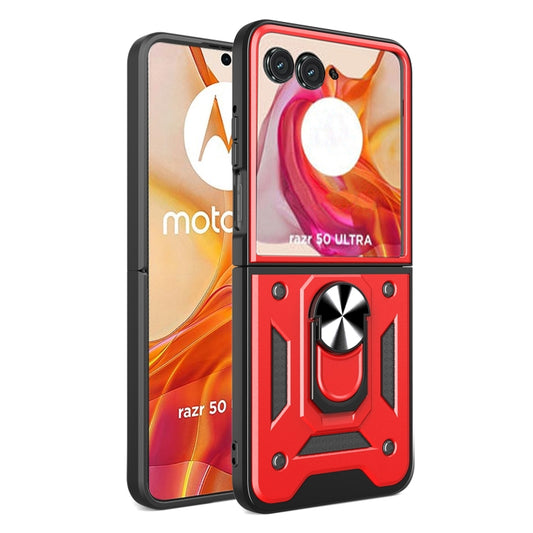 For Motorola Razr 50 Ultra Armor Ring Holder TPU Hybrid PC Phone Case(Red) - Motorola Cases by buy2fix | Online Shopping UK | buy2fix