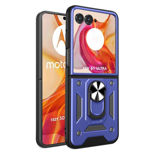 For Motorola Razr 50 Ultra Armor Ring Holder TPU Hybrid PC Phone Case(Blue) - Motorola Cases by buy2fix | Online Shopping UK | buy2fix