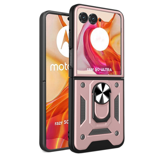 For Motorola Razr 50 Ultra Armor Ring Holder TPU Hybrid PC Phone Case(Rose Gold) - Motorola Cases by buy2fix | Online Shopping UK | buy2fix