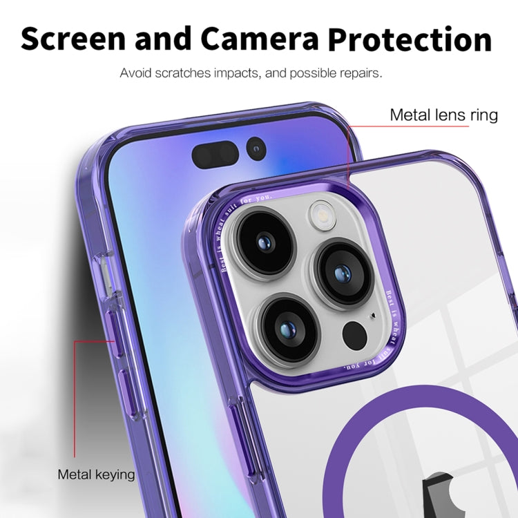 For iPhone 15 Pro Ice Color Magnetic Series PC + Acrylic Magsafe Phone Case(Purple) - iPhone 15 Pro Cases by buy2fix | Online Shopping UK | buy2fix