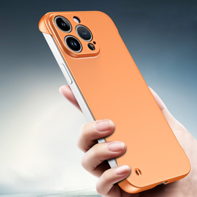 For iPhone 14 Pro Frameless Metallic Paint Hybrid PC Phone Case(Orange) - iPhone 14 Pro Cases by buy2fix | Online Shopping UK | buy2fix