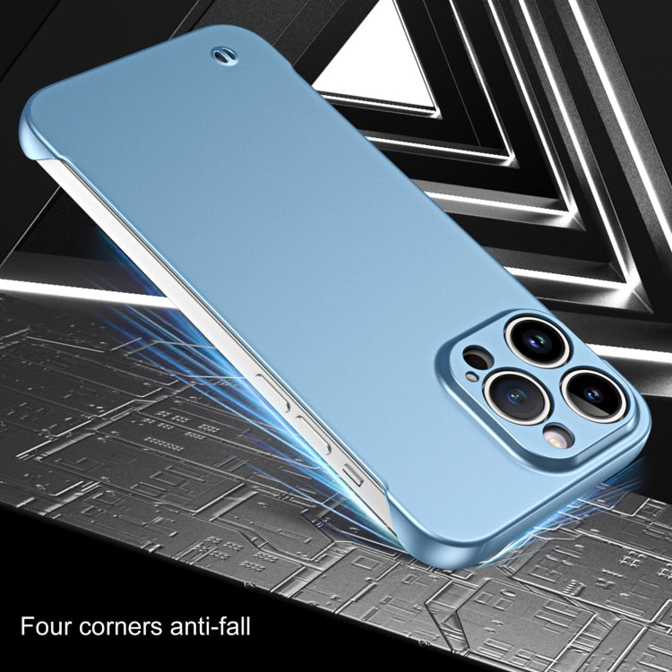 For iPhone 14 Frameless Metallic Paint Hybrid PC Phone Case(Sierra Blue) - iPhone 14 Cases by buy2fix | Online Shopping UK | buy2fix