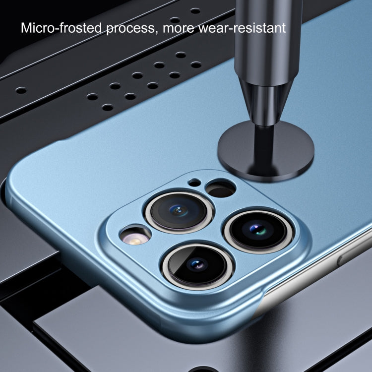 For iPhone 14 Pro Frameless Metallic Paint Hybrid PC Phone Case(Sierra Blue) - iPhone 14 Pro Cases by buy2fix | Online Shopping UK | buy2fix