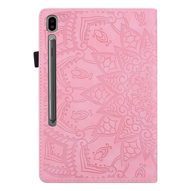 For Samsung Galaxy Tab S9 FE Calf Texture Embossed Leather Tablet Case(Pink) - Galaxy Tab S9 FE by buy2fix | Online Shopping UK | buy2fix