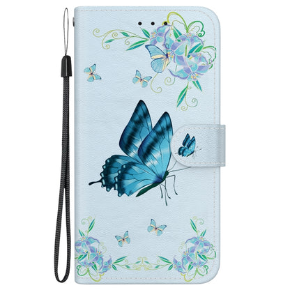 For Google Pixel 9 Pro Crystal Texture Colored Drawing Leather Phone Case(Blue Pansies) - Google Cases by buy2fix | Online Shopping UK | buy2fix