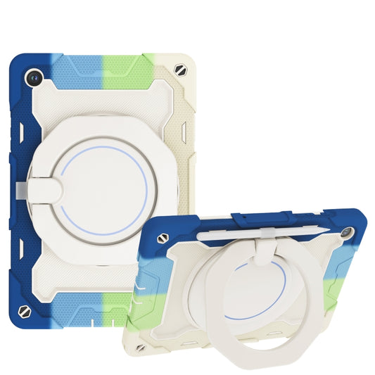 For Samsung Galaxy Tab A9+ Armor Portable Rotating Ring Holder Silicone Tablet Case(Colorful Blue) - Galaxy Tab S9 Cases by buy2fix | Online Shopping UK | buy2fix