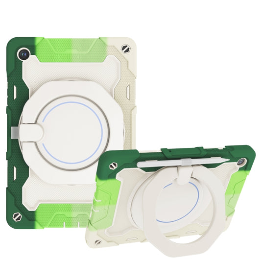 For Samsung Galaxy Tab A9+ Armor Portable Rotating Ring Holder Silicone Tablet Case(Colorful Green) - Galaxy Tab S9 Cases by buy2fix | Online Shopping UK | buy2fix