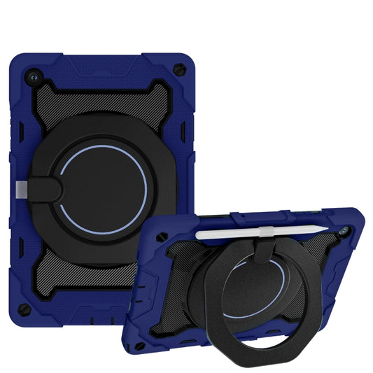 For Samsung Galaxy Tab A9+ Armor Portable Rotating Ring Holder Silicone Tablet Case(Navy Blue) - Galaxy Tab S9 Cases by buy2fix | Online Shopping UK | buy2fix