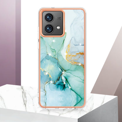 For Motorola Moto G84 Electroplating Marble Dual-side IMD Phone Case(Green 003) - Motorola Cases by buy2fix | Online Shopping UK | buy2fix