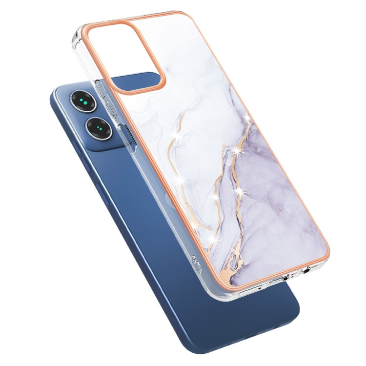 For Motorola Moto G34 Electroplating Marble Dual-side IMD Phone Case(White 006) - Motorola Cases by buy2fix | Online Shopping UK | buy2fix