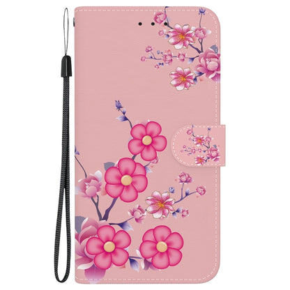 For iPhone 16 Plus Crystal Texture Colored Drawing Leather Phone Case(Cherry Blossoms) - iPhone 16 Plus Cases by buy2fix | Online Shopping UK | buy2fix