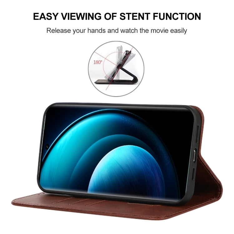 For vivo X100 Pro Magnetic Closure Leather Phone Case(Brown) - X100 Pro Cases by buy2fix | Online Shopping UK | buy2fix