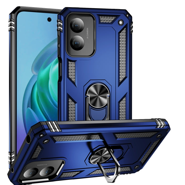 For Motorola Moto G Play 4G 2024 Shockproof TPU + PC Phone Case with Holder(Blue) - Motorola Cases by buy2fix | Online Shopping UK | buy2fix