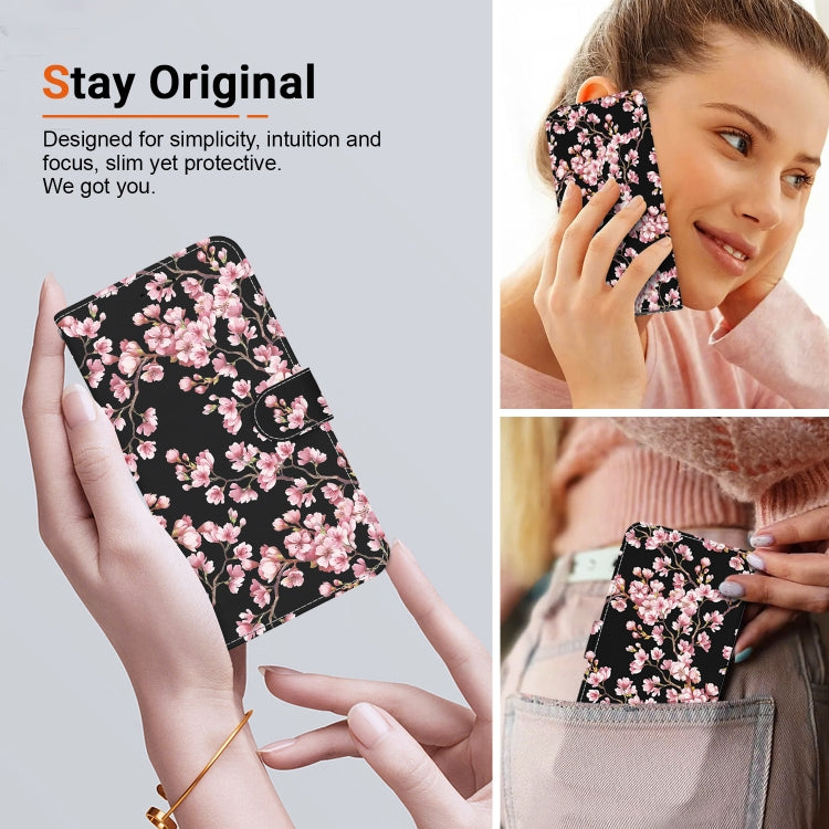 For Motorola Moto G Power 5G 2024 Crystal Texture Colored Drawing Leather Phone Case(Plum Bossom) - Motorola Cases by buy2fix | Online Shopping UK | buy2fix