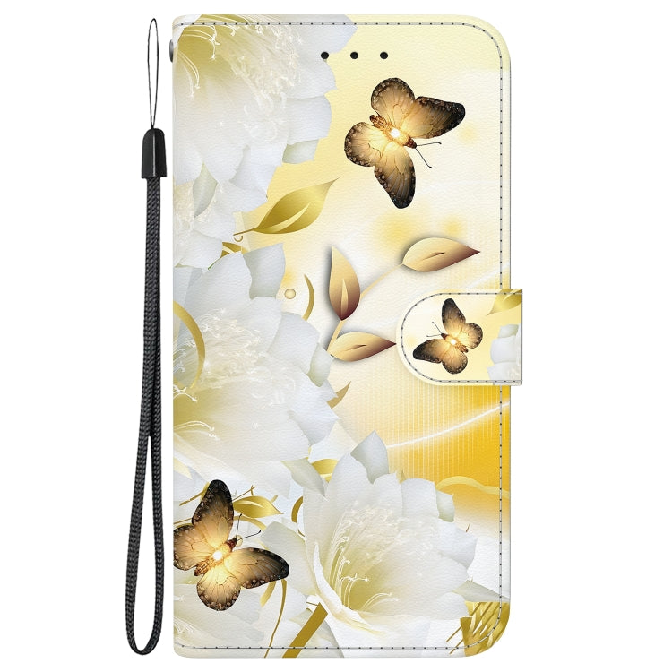 For Motorola Moto G Play 4G 2024 Crystal Texture Colored Drawing Leather Phone Case(Gold Butterfly Epiphyllum) - Motorola Cases by buy2fix | Online Shopping UK | buy2fix