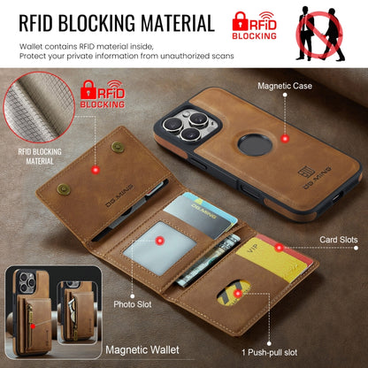 For iPhone 16 Pro DG.MING M5 Series Zip RFID Multi Card Detachable Leather Phone Case(Brown) - iPhone 16 Pro Cases by DG.MING | Online Shopping UK | buy2fix