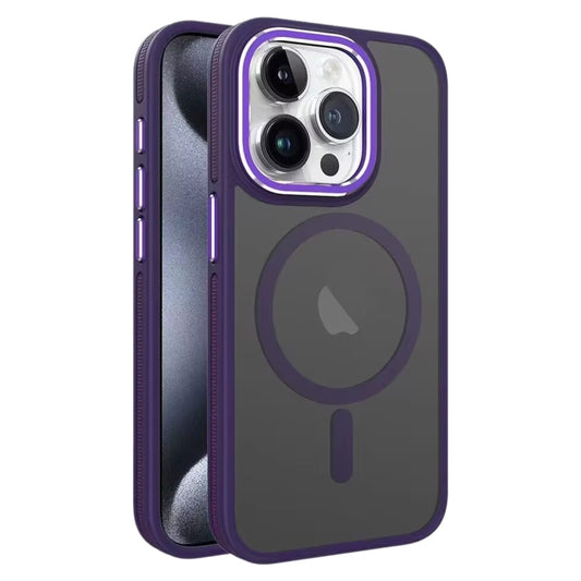 For iPhone 15 Pro Two-color Frosted MagSafe Magnetic Phone Case(Purple) - iPhone 15 Pro Cases by buy2fix | Online Shopping UK | buy2fix