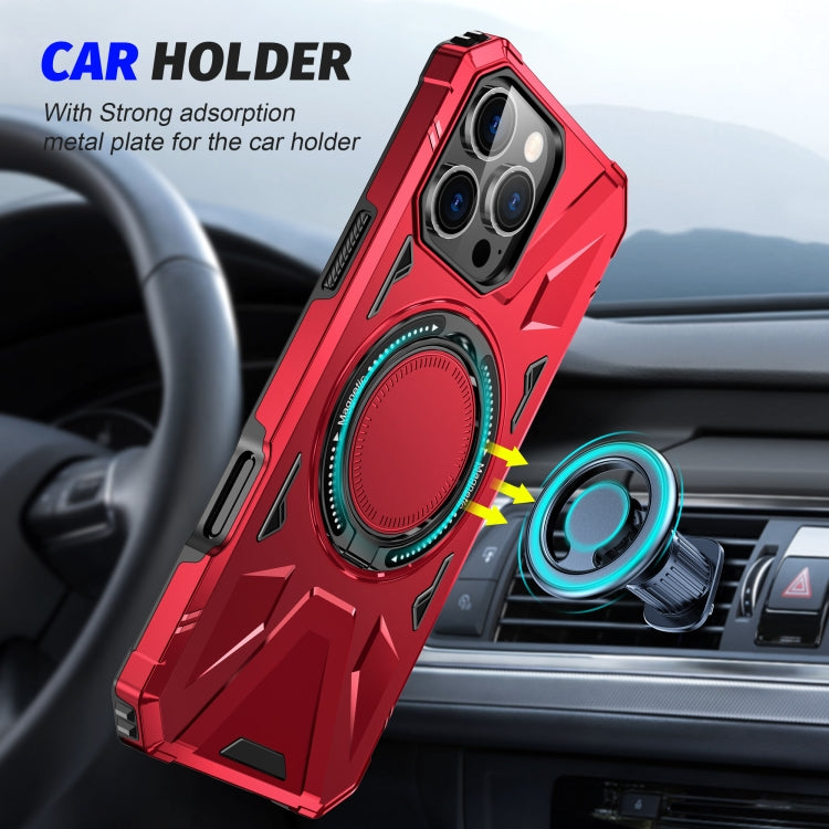 For iPhone 16 Pro Max MagSafe Magnetic Shockproof Phone Case with Ring Holder(Red) - iPhone 16 Pro Max Cases by buy2fix | Online Shopping UK | buy2fix