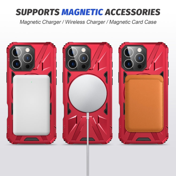 For iPhone 16 Pro Max MagSafe Magnetic Shockproof Phone Case with Ring Holder(Red) - iPhone 16 Pro Max Cases by buy2fix | Online Shopping UK | buy2fix