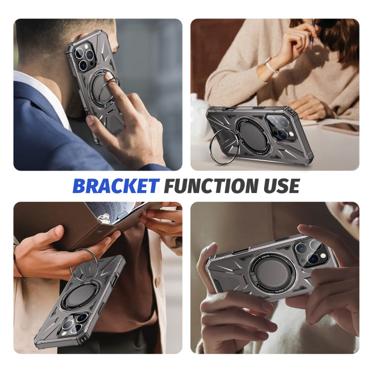 For iPhone 16 Pro Max MagSafe Magnetic Shockproof Phone Case with Ring Holder(Dark Grey) - iPhone 16 Pro Max Cases by buy2fix | Online Shopping UK | buy2fix