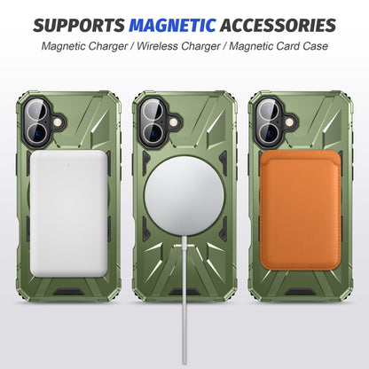 For iPhone 16 Plus MagSafe Magnetic Shockproof Phone Case with Ring Holder(Dark Green) - iPhone 16 Plus Cases by buy2fix | Online Shopping UK | buy2fix