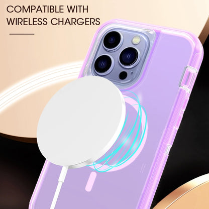 For iPhone 12 Shockproof MagSafe Magnetic Phone Case(Transparent Purple) - iPhone 12 / 12 Pro Cases by buy2fix | Online Shopping UK | buy2fix