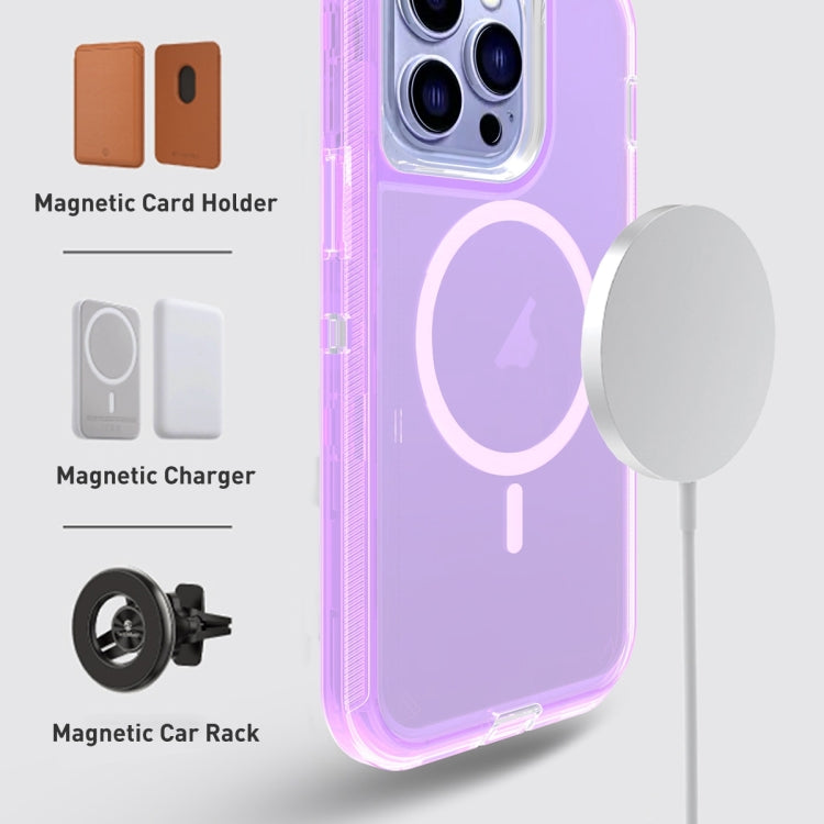 For iPhone 12 Shockproof MagSafe Magnetic Phone Case(Transparent Purple) - iPhone 12 / 12 Pro Cases by buy2fix | Online Shopping UK | buy2fix