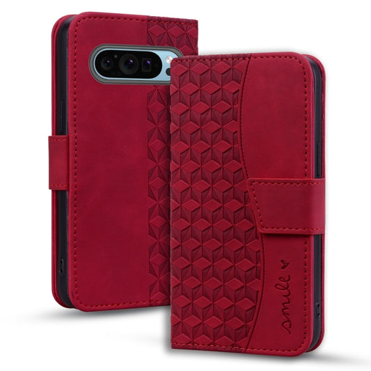 For Google Pixel 9 Pro XL Business Diamond Buckle Leather Phone Case with Lanyard(Wine Red) - Google Cases by buy2fix | Online Shopping UK | buy2fix