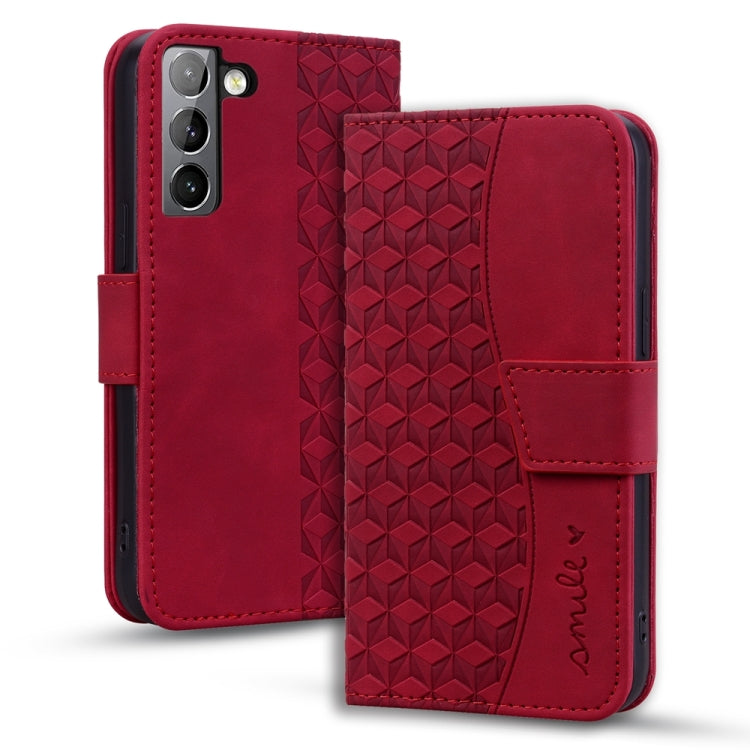 For Samsung Galaxy S21 5G Diamond Buckle Leather Phone Case with Lanyard(Wine Red) - Galaxy S21 5G Cases by buy2fix | Online Shopping UK | buy2fix