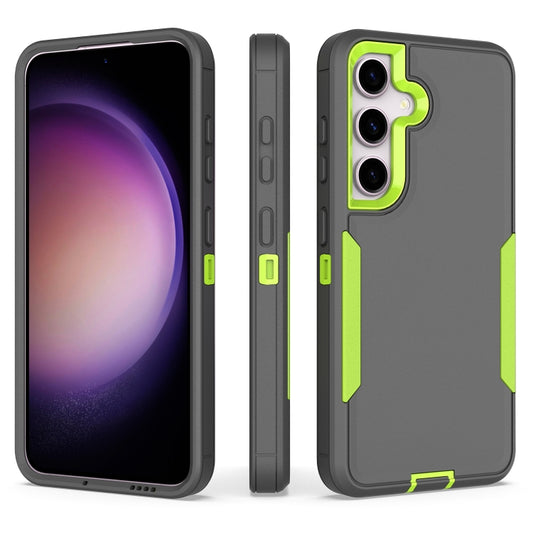 For Samsung Galaxy S25 / S24 5G Magnetic 2 in 1 PC Hybrid TPU Phone Case(Gray+Fluorescent Green) - Galaxy S24 5G Cases by buy2fix | Online Shopping UK | buy2fix