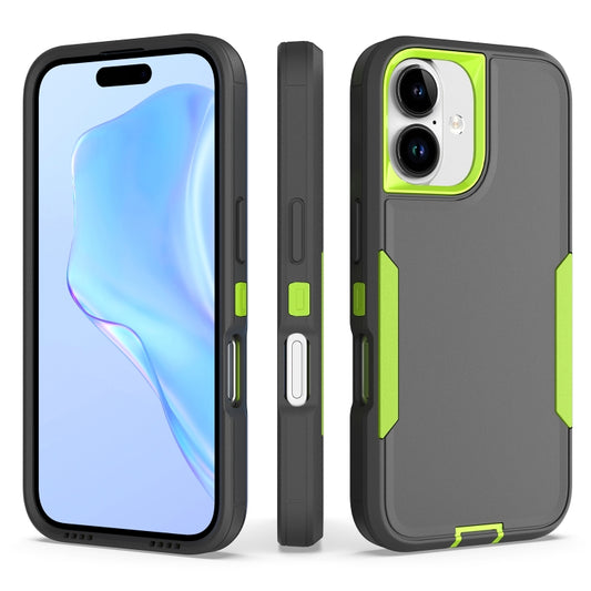 For iPhone 16 2 in 1 Magnetic PC + TPU Phone Case(Gray+Fluorescent Green) - iPhone 16 Cases by buy2fix | Online Shopping UK | buy2fix