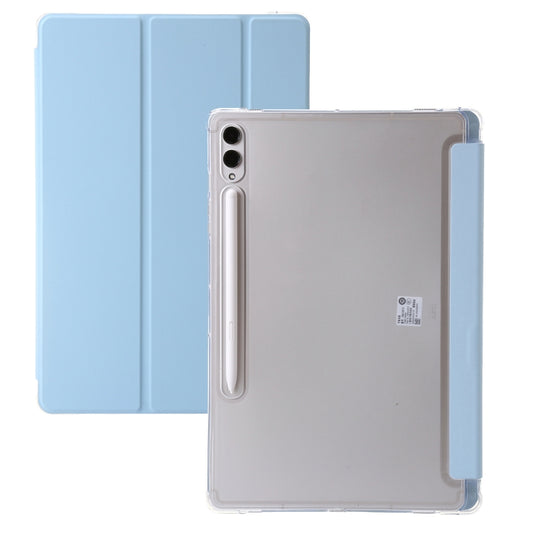 For Samsung Galaxy Tab S9+ 3-Fold Clear Acrylic Leather Tablet Case(Ice Blue) - Galaxy Tab S9+ Cases by buy2fix | Online Shopping UK | buy2fix