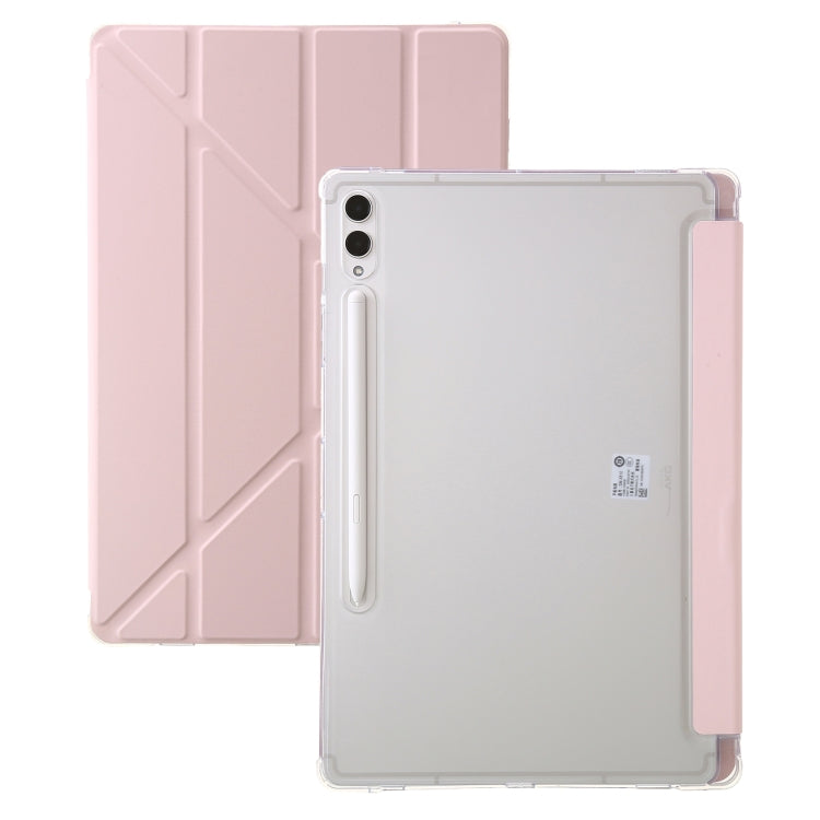 For Samsung Galaxy Tab S9 Clear Acrylic Deformation Leather Tablet Case(Pink) - Galaxy Tab S9 Cases by buy2fix | Online Shopping UK | buy2fix