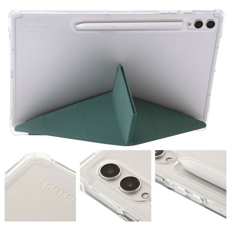 For Samsung Galaxy Tab S9 Clear Acrylic Deformation Leather Tablet Case(Deep Green) - Galaxy Tab S9 Cases by buy2fix | Online Shopping UK | buy2fix