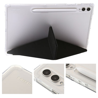 For Samsung Galaxy Tab S9 Clear Acrylic Deformation Leather Tablet Case(Black) - Galaxy Tab S9 Cases by buy2fix | Online Shopping UK | buy2fix