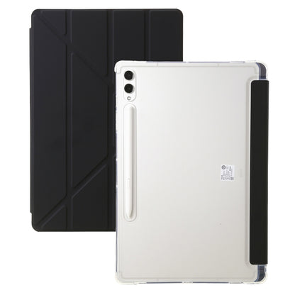 For Samsung Galaxy Tab S9+ Clear Acrylic Deformation Leather Tablet Case(Black) - Galaxy Tab S9+ Cases by buy2fix | Online Shopping UK | buy2fix