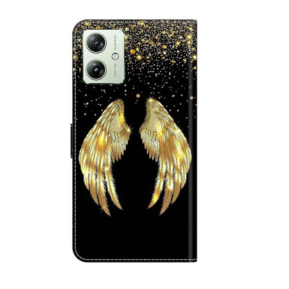 For Motorola Moto G54 Crystal 3D Shockproof Protective Leather Phone Case(Golden Wings) - Motorola Cases by buy2fix | Online Shopping UK | buy2fix