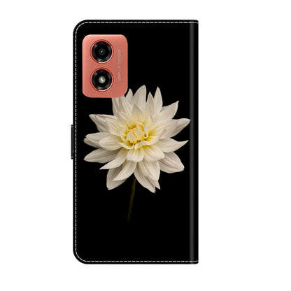 For Motorola Moto G Play 2024 Crystal 3D Shockproof Protective Leather Phone Case(White Flower) - Motorola Cases by buy2fix | Online Shopping UK | buy2fix