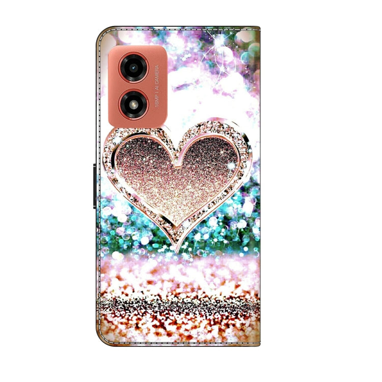 For Motorola Moto G04 Crystal 3D Shockproof Protective Leather Phone Case(Pink Diamond Heart) - Motorola Cases by buy2fix | Online Shopping UK | buy2fix