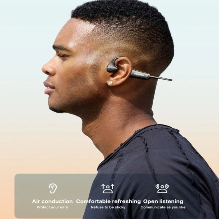 AWEI A896BL Air Conduction Sports Bluetooth Earphones Support TF Card(Black) - Sport Earphone by awei | Online Shopping UK | buy2fix